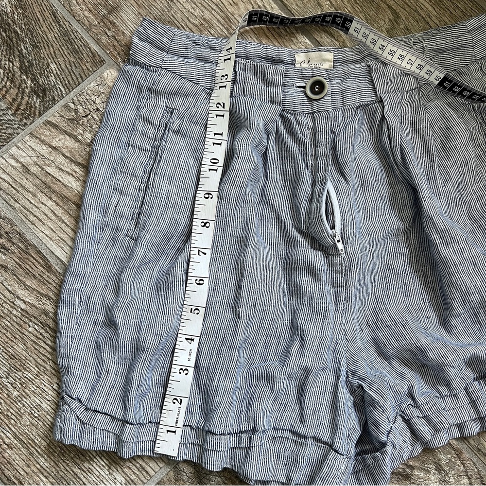 Andrea Jovine 100% Linen, Blue and White Striped High Waisted Shorts, Women’s 4 - Picture 7 of 10